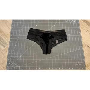 Victoria's Secret Very Sexy Cheeky Mesh Velvet Black Size S Cutout